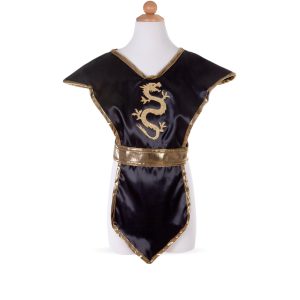 תחפושת - טוניקה נינג'ה שחור זהב מידה 4-6 Great Pretenders