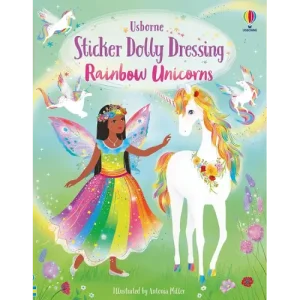 חוברת הלבשה במדבקות - חדי קרן קשת בענן 5+ Usborne