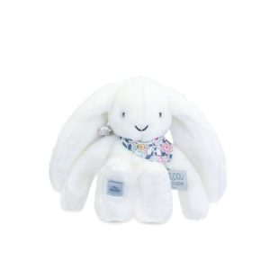בובת ארנב לבן פרחים 25 ס"מ - DOUDOU