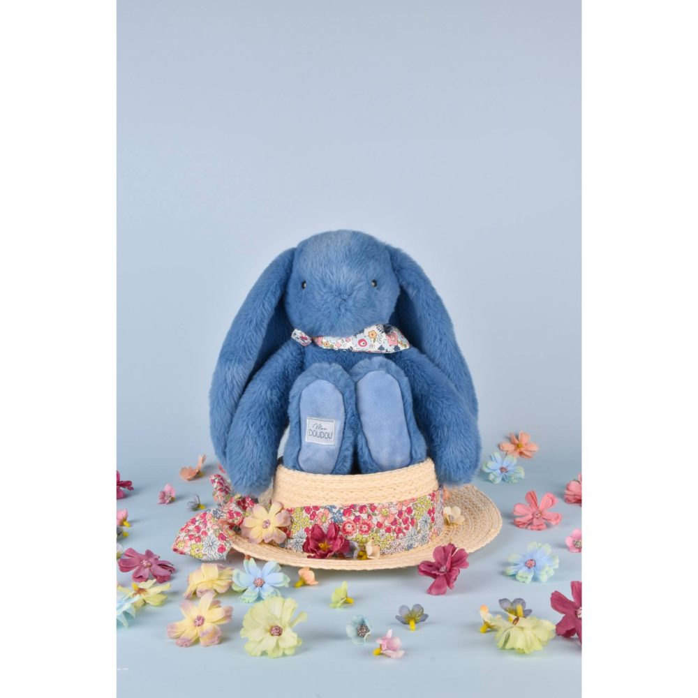 ⁦בובת ארנב פרחים כחול - 25 ס"מ DOUDOU⁩ – תמונה ⁦3⁩