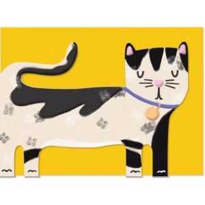 כרטיס ברכה חתול שחור לבן