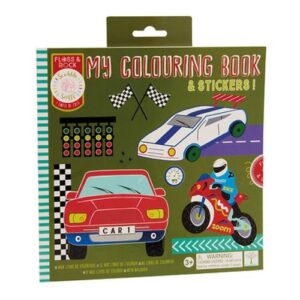 חוברת צביעה ריחנית עם מדבקות - מכוניות  Floss & Rock