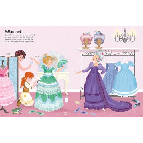 חוברת הלבשה מדבקות - סינדרלה Usborne – תמונה 2