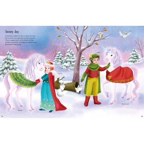 חוברת הלבשה מדבקות - נסיכות חדי קרן Usborne – תמונה 3