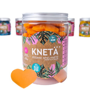 בצק משחק טבעוני - צנצנת 800 גרם לבבות כתומים KNETA